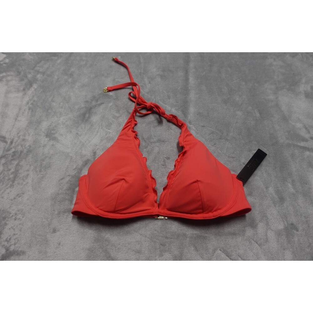 Victoria's Secret 34C Pink VS‎ Archives Essential Ruffled Halter Bikini Top